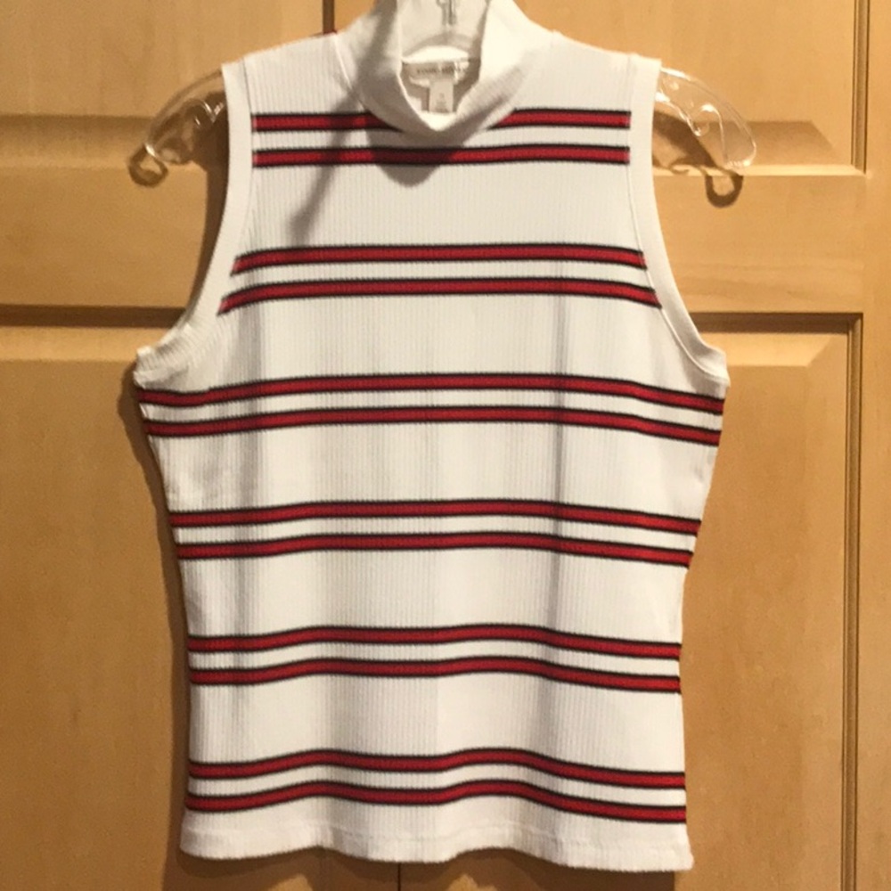 Banana Republic Fitted Sleeveless Tank Top White and Red